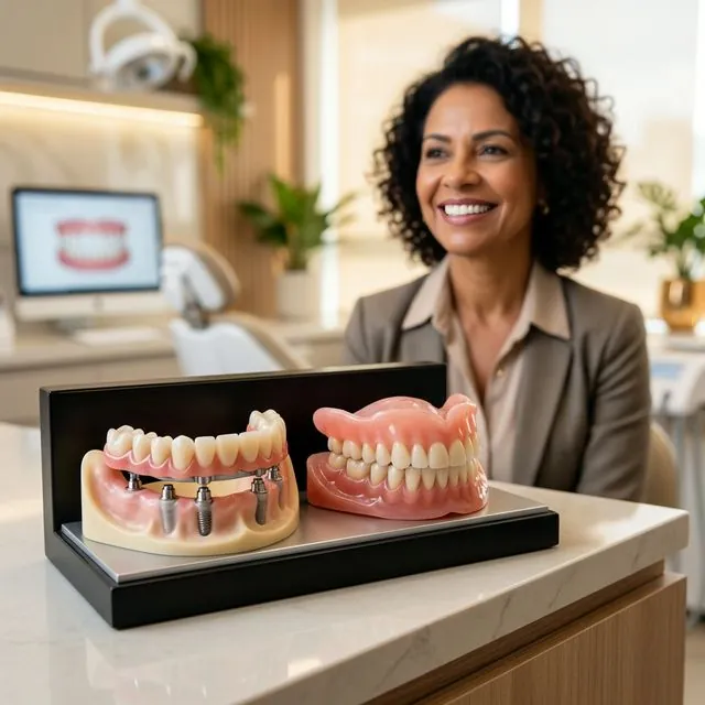 Comparação entre prótese protocolo fixa e dentadura removível — Implante Já BH