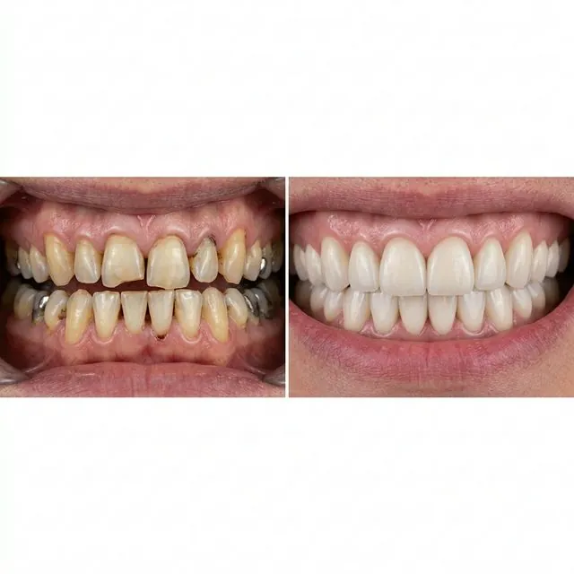 Antes e depois de reabilitação oral completa em clínica em Belo Horizonte